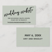 Casual handschrift Sage Green Wedding Website Informatiekaartje (Voorkant / Achterkant)