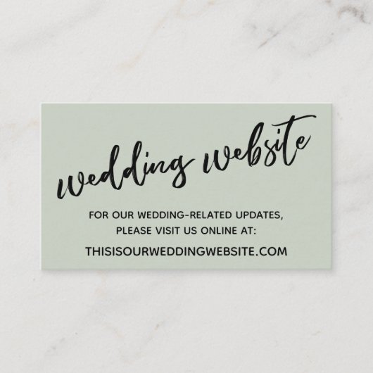 Casual handschrift Sage Green Wedding Website Informatiekaartje (Voorkant)