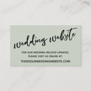 Casual handschrift Sage Green Wedding Website Informatiekaartje