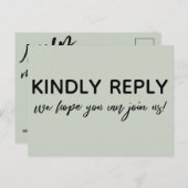 Casual Handschrift Sage Groen Menu Keuze RSVP (Voorkant / Achterkant)