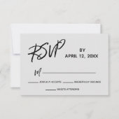 Casual handschrift script grijs bruiloft RSVP kaartje (Voorkant)