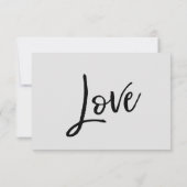 Casual handschrift script grijs bruiloft RSVP kaartje (Achterkant)