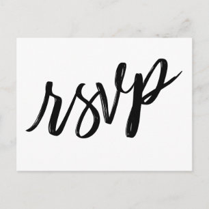 Casual handschrift Simple Black en White RSVP Briefkaart