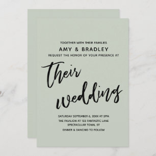Casual handschrift Simple Typography Wedding Sage Kaart