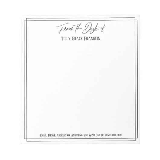 Casual handschrift van het bureau van Eenvoudig el Notitieblok (Voorkant)