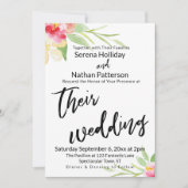 Casual handschrift Waterverf Flowers Weddenschap Kaart (Voorkant)
