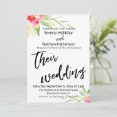 Casual handschrift Waterverf Flowers Weddenschap Kaart (Staand voorkant)