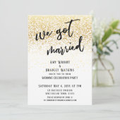 Casual handschrift We hebben gehuwde Gold Confetti Kaart (Staand voorkant)