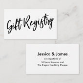 Casual handschrift, zwart en wit, cadeauregister informatiekaartje (Voorkant / Achterkant)