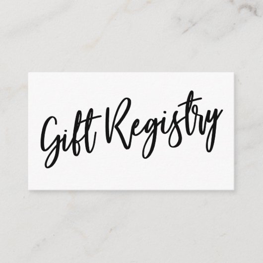 Casual handschrift, zwart en wit, cadeauregister informatiekaartje (Voorkant)