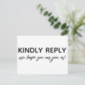 Casual Handschrift Zwart Wit Menu Keuze RSVP (Staand voorkant)