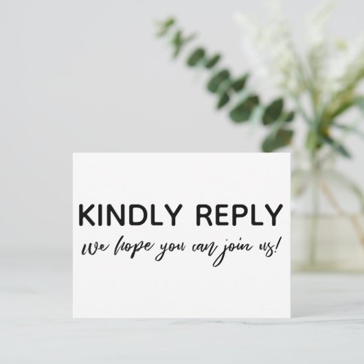 Casual Handschrift Zwart Wit Menu Keuze RSVP (Staand voorkant)