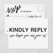 Casual Handschrift Zwart Wit Menu Keuze RSVP (Voorkant / Achterkant)