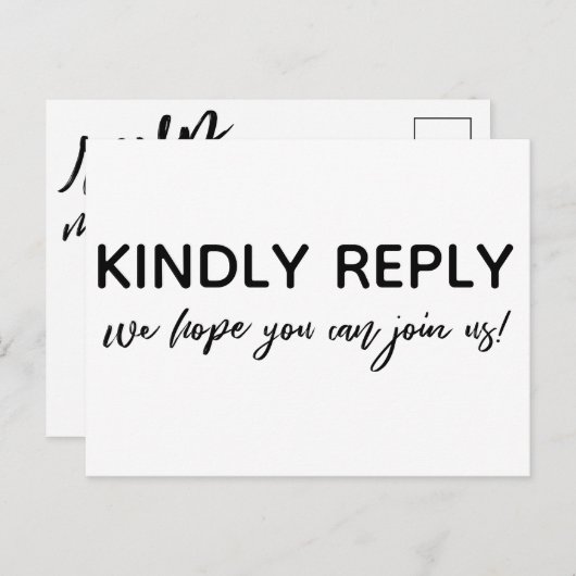 Casual Handschrift Zwart Wit RSVP Song Aanvraag Briefkaart (Voorkant / Achterkant)