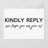 Casual Handschrift Zwart Wit RSVP Song Aanvraag Briefkaart (Voorkant)