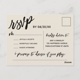 Casual handschriftcrème RSVP Song Aanvraag Briefkaart