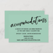 Casual handschriftenartikelen voor groene bruiloft informatiekaartje (Voorkant / Achterkant)