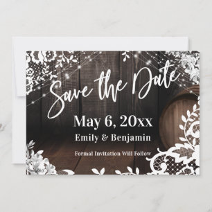 Casual handschriftenlens en witte bloemen save the date
