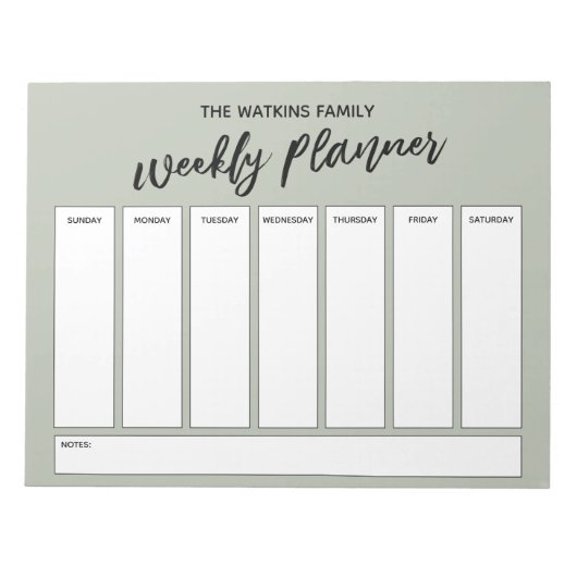 Casual handschriftenplank voor eenvoudige wekelijk notitieblok (Voorkant)