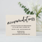 Casual handschriftenzend Cream Wedding-accommodati Informatiekaartje (Staand voorkant)