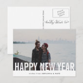 Casual Happy New Year Modern Holiday Foto Feestdagenkaart (Voorkant / Achterkant)