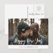 Casual Happy New Year Modern Script Couple Photo Feestdagenkaart (Voorkant / Achterkant)