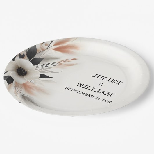 Casual hart niets Fancy gewoon liefde bruiloft Papieren Bordje (Gekanteld)