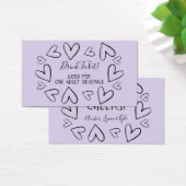 Casual Hearts, Black on Lavender Drink Tickets Visitekaartje (Bureau)