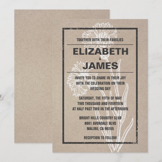  Casual huwelijksuitnodigingen Kaart (Voorkant / Achterkant)