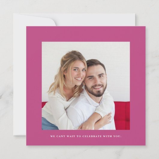 Casual initialen foto roze bewaar de datum kaart (Achterkant)