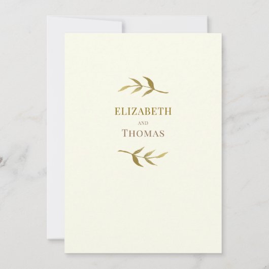 Casual ivoor en gouden bruiloft kaart (Achterkant)