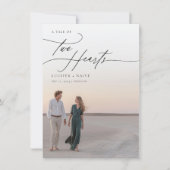 Casual kalligrafie budget foto bruiloft kaart (Voorkant)