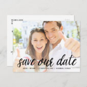 Casual kalligrafie | De foto bewaart de Datum Aankondigingskaart (Voorkant / Achterkant)