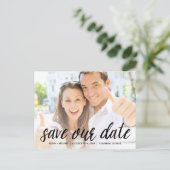 Casual kalligrafie | De foto bewaart de Datum Aankondigingskaart (Staand voorkant)