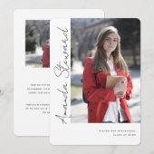Casual kalligrafie script, moderne foto afstuderen aankondiging (Voorkant / Achterkant)