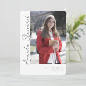 Casual kalligrafie script, moderne foto afstuderen aankondiging (Staand voorkant)