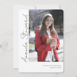 Casual kalligrafie script, moderne foto afstuderen aankondiging