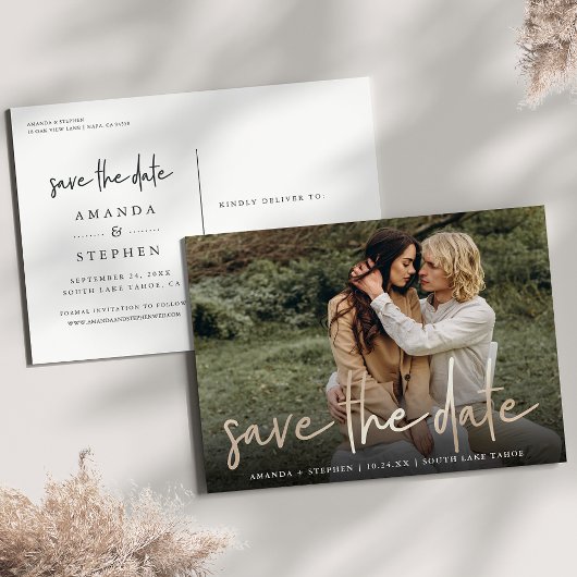 Casual kettinggoud | Foto Wedding Save the Date Aankondigingskaart