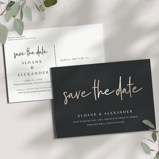 Casual kettinggoud | Modern Wedding Save the Date Aankondigingskaart