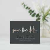 Casual kettinggoud | Modern Wedding Save the Date Aankondigingskaart (Staand voorkant)