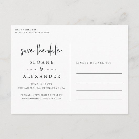 Casual kettingkoper | Modern sparen de Datum Aankondigingskaart (Achterkant)