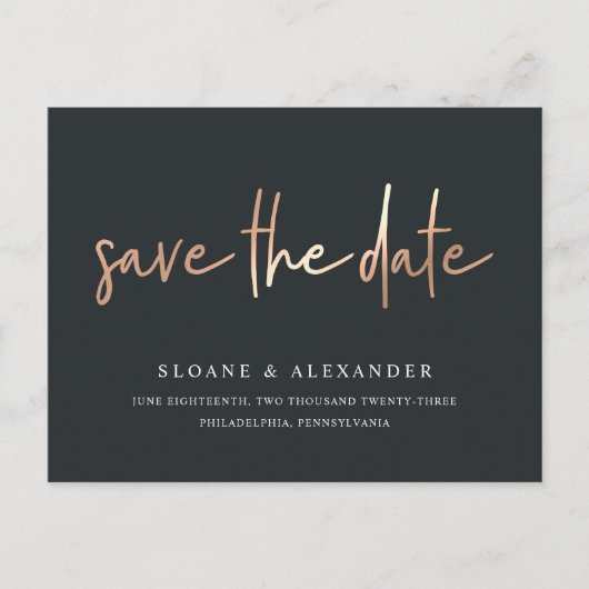 Casual kettingkoper | Modern sparen de Datum Aankondigingskaart (Voorkant)