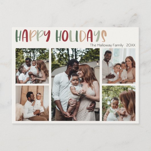 Casual kleurrijk Prettige feestdagen vijf foto's (Voorkant)