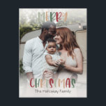 Casual kleurrijke kerstfeestfoto, volledig foto feestdagenkaart<br><div class="desc">Dit casual, kleurrijke kerstcadeautje met volledige fotovakantie-briefkaart is perfect voor uw leuke, creatieve kerstcadeautjes. Het is een uniek, speels modern lettertype in rood, boho tan, en licht en donkergroen, maken een gelukkig seizoensgebonden gevoel mogelijk. Als je de donkere winter van je geliefden wilt ophelderen met een schattige feestvreugde, dan heb...</div>