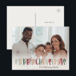 Casual kleurrijke kerstfoto, volledige foto feestdagenkaart<br><div class="desc">Dit casual, kleurrijke kerstfeestelijke briefkaart voor kerstmis is perfect voor uw leuke, creatieve kerstcadeautjes. Het is een uniek, speels modern lettertype in rood, boho tan, en licht en donkergroen, maken een gelukkig seizoensgebonden gevoel mogelijk. Als je de donkere winter van je geliefden wilt ophelderen met een schattige feestvreugde, dan heb...</div>