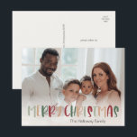 Casual kleurrijke kerstfoto, volledige foto feestdagenkaart<br><div class="desc">Dit casual, kleurrijke kerstfeestelijke briefkaart voor kerstmis is perfect voor uw leuke, creatieve kerstcadeautjes. Het is een uniek, speels modern lettertype in rood, boho tan, en licht en donkergroen, maken een gelukkig seizoensgebonden gevoel mogelijk. Als je de donkere winter van je geliefden wilt ophelderen met een schattige feestvreugde, dan heb...</div>