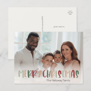 Casual kleurrijke kerstfoto, volledige foto feestdagenkaart