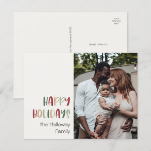 Casual kleurrijke Single Photo Happy Feestdagenkaart