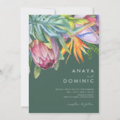 Casual kleurrijke tropische Floral | Groen huwelij Kaart (Voorkant)
