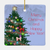 Casual kleurrijke versierde kerstboom keramisch ornament (Achterkant)